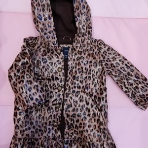 Gap girl leopard print hooded raincoat size 3